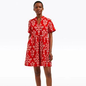 Draper James Simone Embroidered Short Sleeve Mini Dress in Red Floral Embroidery